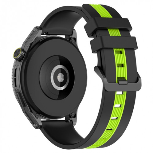 Pour Coros Apex 46mm/Apex Pro/Ticwatch Pro 3 Bracelet de montre en silicone bicolore vertical 22mm (noir + vert citron) SH301G974-07