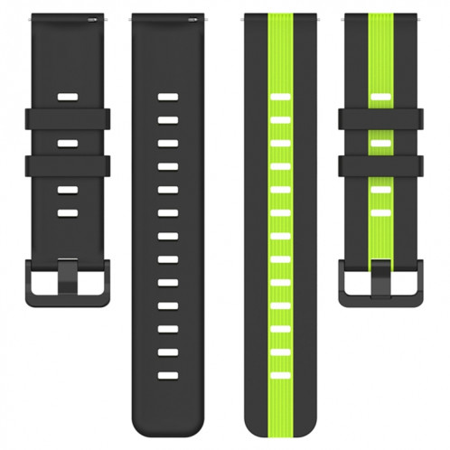 Pour Coros Apex 46mm/Apex Pro/Ticwatch Pro 3 Bracelet de montre en silicone bicolore vertical 22mm (noir + vert citron) SH301G974-07
