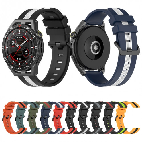 Pour Coros Apex 46mm/Apex Pro/Ticwatch Pro 3 Bracelet de montre en silicone bicolore vertical 22mm (noir + jaune) SH301E82-07