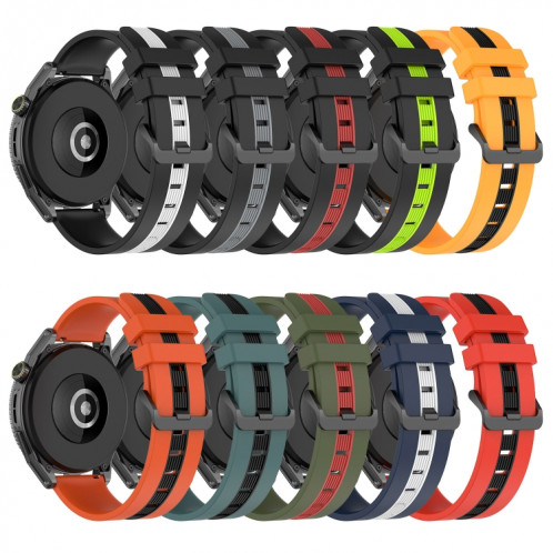 Pour Coros Apex 46mm/Apex Pro/Ticwatch Pro 3 Bracelet de montre en silicone bicolore vertical 22mm (noir + jaune) SH301E82-07