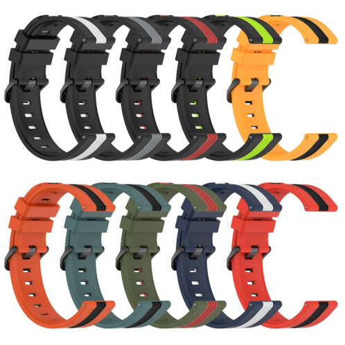 Pour Coros Apex 46mm/Apex Pro/Ticwatch Pro 3 Bracelet de montre en silicone bicolore vertical 22mm (rouge + noir) SH301H104-07