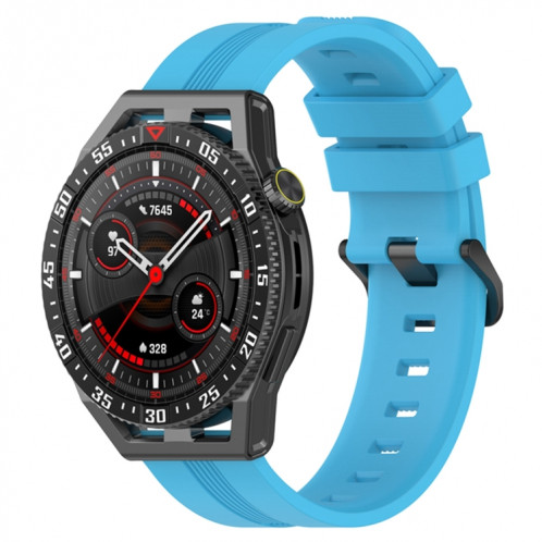 Pour Coros Apex 46mm/Apex Pro/Ticwatch Pro 3 Bracelet de montre en silicone de couleur unie verticale de 22mm (bleu ciel) SH501I1337-07