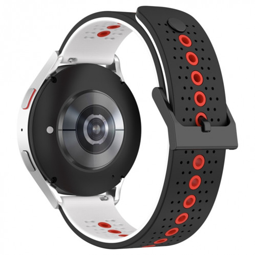 Pour Coros Apex 46mm/Apex Pro/Ticwatch Pro 3 Bracelet de montre en silicone respirant tricolore 22mm (noir + blanc + rouge) SH601B928-07
