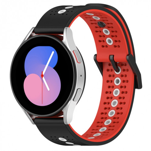 Pour Coros Apex 46mm/Apex Pro/Ticwatch Pro 3 Bracelet de montre en silicone respirant tricolore 22mm (noir + rouge + blanc) SH601C1603-07