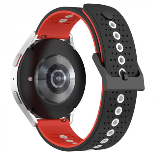 Pour Coros Apex 46mm/Apex Pro/Ticwatch Pro 3 Bracelet de montre en silicone respirant tricolore 22mm (noir + rouge + blanc) SH601C1603-07