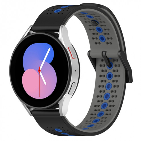 Pour Coros Apex 46mm/Apex Pro/Ticwatch Pro 3 Bracelet de montre en silicone respirant tricolore 22mm (noir + gris + bleu) SH601D1432-07