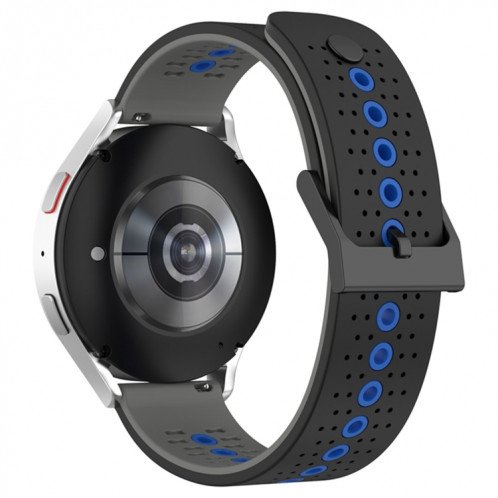 Pour Coros Apex 46mm/Apex Pro/Ticwatch Pro 3 Bracelet de montre en silicone respirant tricolore 22mm (noir + gris + bleu) SH601D1432-07