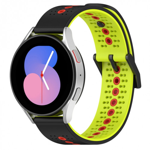 Pour Coros Apex 46mm/Apex Pro/Ticwatch Pro 3 Bracelet de montre en silicone respirant tricolore 22mm (noir + citron vert + rouge) SH601E1622-07