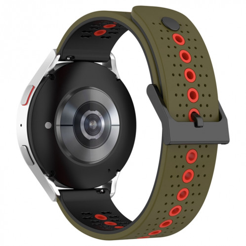 Pour Coros Apex 46mm/Apex Pro/Ticwatch Pro 3 Bracelet de montre en silicone respirant tricolore 22mm (vert armée + rouge) SH601G1392-07