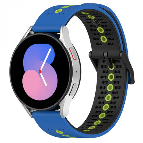 Pour Coros Apex 46mm/Apex Pro/Ticwatch Pro 3 Bracelet de montre en silicone respirant tricolore 22mm (bleu + noir + citron vert) SH601H1713-07