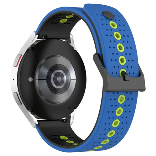 Pour Coros Apex 46mm/Apex Pro/Ticwatch Pro 3 Bracelet de montre en silicone respirant tricolore 22mm (bleu + noir + citron vert) SH601H1713-07