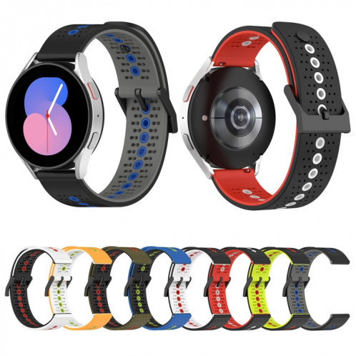 Pour Coros Apex 46mm/Apex Pro/Ticwatch Pro 3 Bracelet de montre en silicone respirant tricolore 22mm (noir + gris + bleu) SH601D1432-07