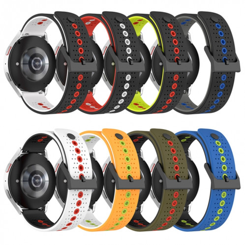 Pour Coros Apex 46mm/Apex Pro/Ticwatch Pro 3 Bracelet de montre en silicone respirant tricolore 22mm (noir + gris + bleu) SH601D1432-07