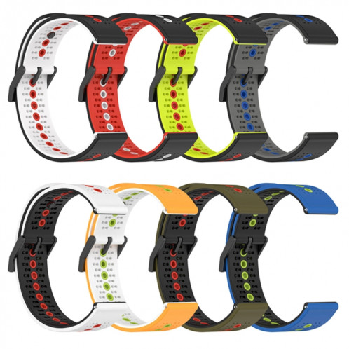 Pour Coros Apex 46mm/Apex Pro/Ticwatch Pro 3 Bracelet de montre en silicone respirant tricolore 22mm (noir + gris + bleu) SH601D1432-07