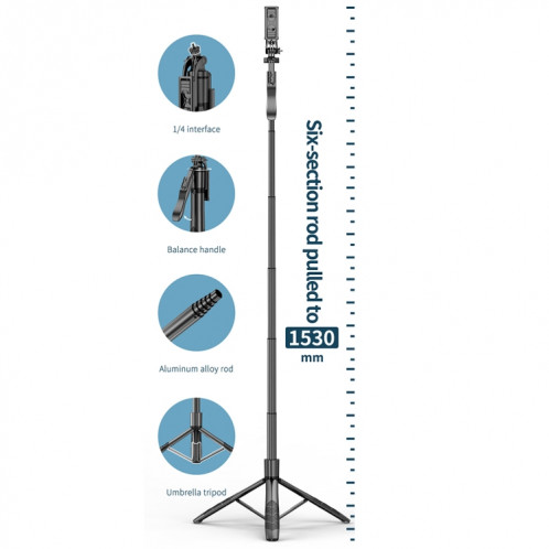 Support de stabilisateur d'équilibre de bâton de Selfie de trépied Bluetooth pliable L16 SH28211864-08