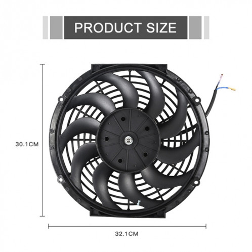 12 pouces 12V 80W ventilateur de refroidissement d'huile de transmission puissant avec accessoire de montage SH180466-06