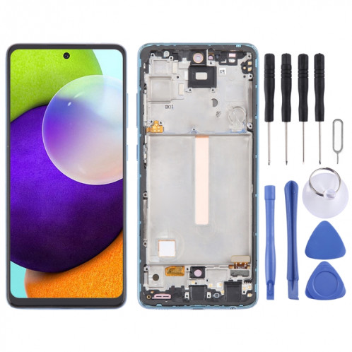 Pour Samsung Galaxy A52 4G SM-A525 6,43 pouces OLED LCD écran numériseur assemblage complet avec cadre (bleu) SH406L49-08