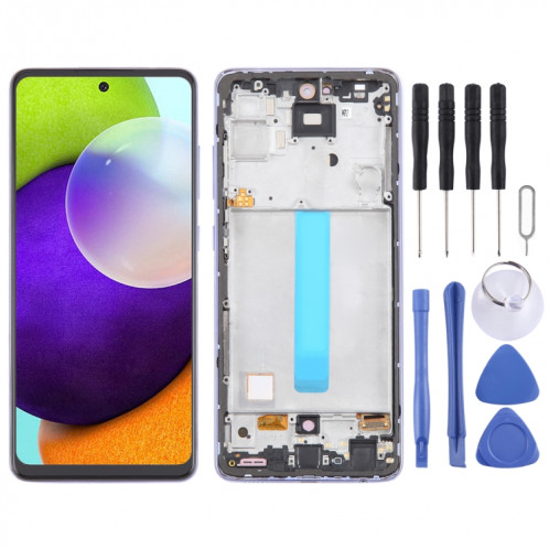 Pour Samsung Galaxy A52 4G SM-A525 6,43 pouces OLED LCD écran numériseur assemblage complet avec cadre (violet) SH406P1785-08