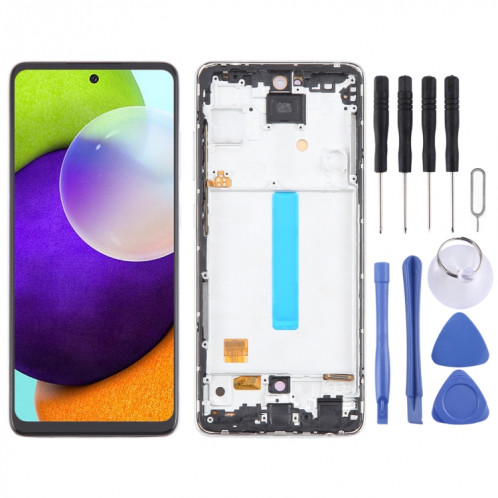 Pour Samsung Galaxy A52 4G SM-A525 6,43 pouces OLED LCD écran numériseur assemblage complet avec cadre (blanc) SH406W919-08