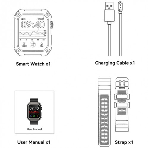Rogbid Tank S2 Montre intelligente à écran IPS de 1,83 pouces, prend en charge les appels Bluetooth / la pression artérielle / la surveillance du sommeil (vert) SR201C1650-011