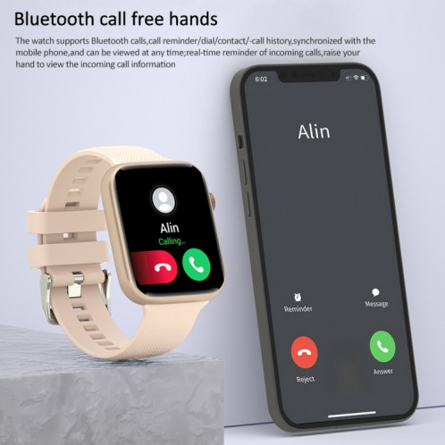 HT15 1,85 pouces bande de silicone IP67 montre intelligente étanche, prise en charge des appels Bluetooth/surveillance du sommeil (noir) SH601A458-011