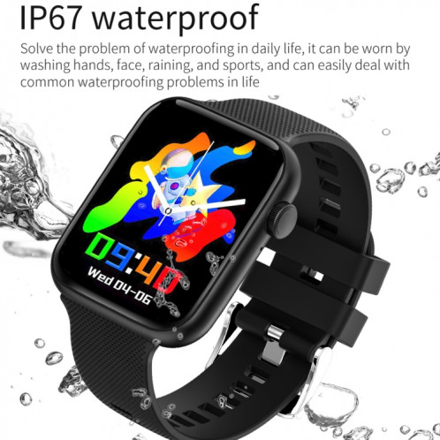 HT15 1,85 pouces bande de silicone IP67 montre intelligente étanche, prise en charge des appels Bluetooth/surveillance du sommeil (noir) SH601A458-011