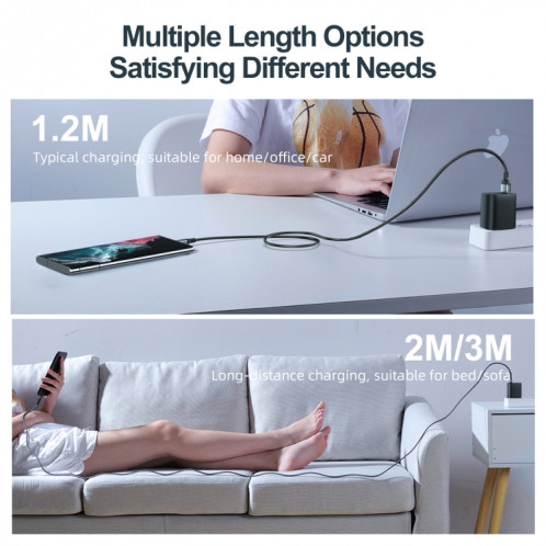 JOYROOM S-UC027A10 Extraordinary Series 3A USB-A vers USB-C / Type-C Câble de données de charge rapide, longueur du câble : 1,2 m (blanc) SJ501B1635-010
