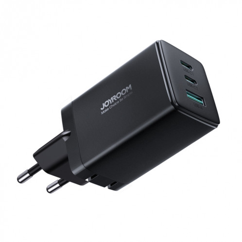 JOYROOM TCG01 GaN Ultra 65W 2 Type-C + 1 USB Chargeur Rapide avec Câble Type-C de 1,2 m, Prise: Prise UE (Noir) SJ701A770-09