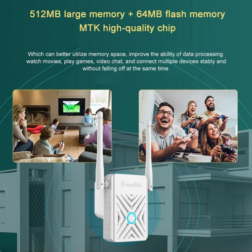 Wavlink WN578W2 300 Mbps 2,4 GHz Répéteur d'extension WiFi Amplificateur de signal sans fil domestique () SH501B502-09