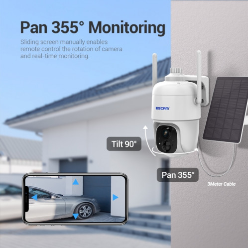 ESCAM G24 3MP WiFi Vision nocturne intelligente interphone vocal bidirectionnel prise en charge de la caméra solaire Full HD AI reconnaissance alarme PIR SE32431197-09