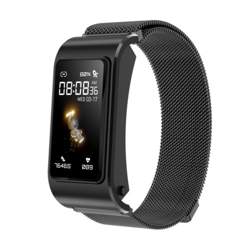 H21 1,14 pouces Steel Band Earphone Amovible Smart Watch Support Mesure de la température / Appel Bluetooth / Commande vocale (Noir) SH001A296-010