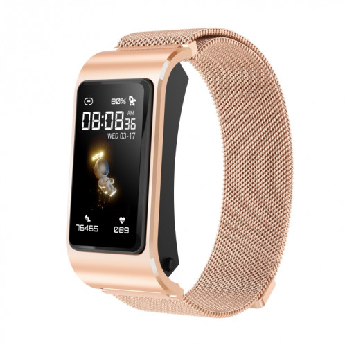 H21 1,14 pouces Steel Band Earphone Amovible Smart Watch Support Mesure de la température / Appel Bluetooth / Commande vocale (Or) SH001B1895-010