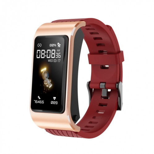 H21 1,14 pouces bande de silicone écouteur détachable montre intelligente prise en charge mesure de la température/appel Bluetooth/commande vocale (rouge) SH101B1749-010