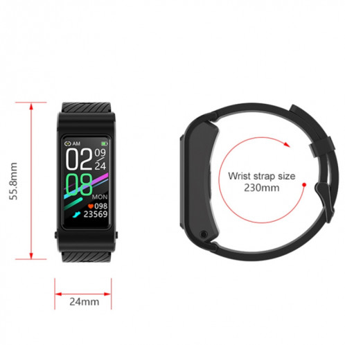 H21 1,14 pouces bande de silicone écouteur détachable montre intelligente prise en charge mesure de la température/appel Bluetooth/commande vocale (noir) SH101A576-010