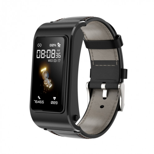 H21 1,14 pouces bande de cuir écouteur détachable montre intelligente prise en charge mesure de la température/appel Bluetooth/commande vocale (noir) SH501A42-010