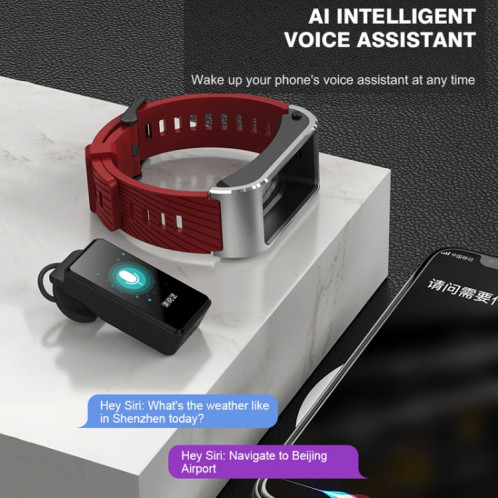 H21 1,14 pouces bande de cuir écouteur détachable montre intelligente prise en charge mesure de la température/appel Bluetooth/commande vocale (or) SH501B1409-010