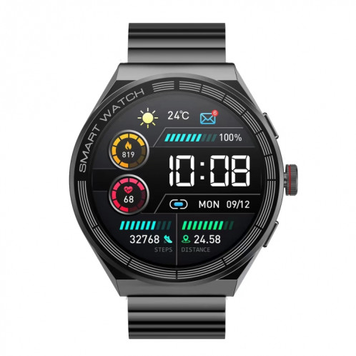 BM01 1,45 pouces Steel Band IP68 Étanche Smart Watch Support Bluetooth Appel / NFC (Noir) SH801A327-08