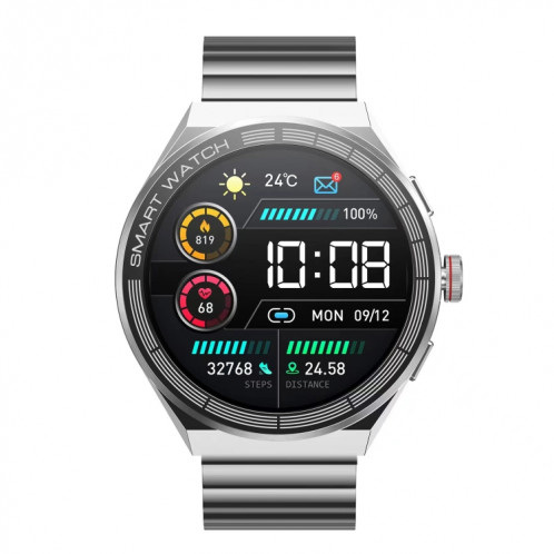 BM01 Bracelet en acier de 1,45 pouces IP68 Montre intelligente étanche Prise en charge des appels Bluetooth / NFC (Argent) SH801B963-08