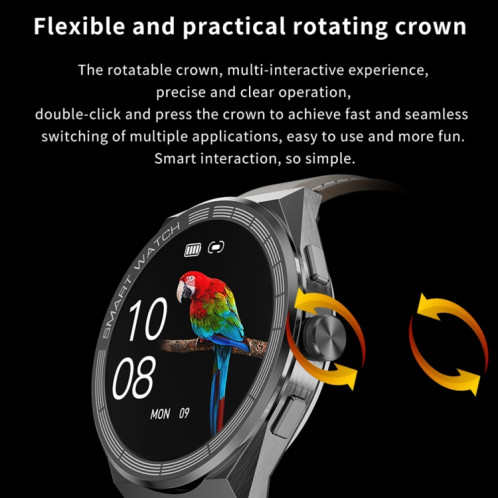 BM01 Bracelet en acier de 1,45 pouces IP68 Montre intelligente étanche Prise en charge des appels Bluetooth / NFC (Argent) SH801B963-08