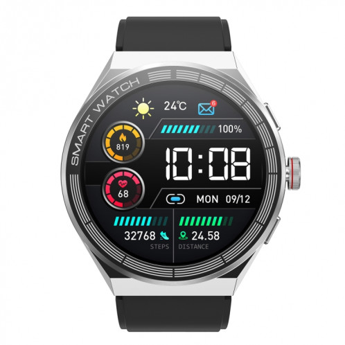 BM01 Bande de silicone de 1,45 pouce IP68 Montre intelligente étanche Prise en charge des appels Bluetooth / NFC (Argent) SH901C524-09