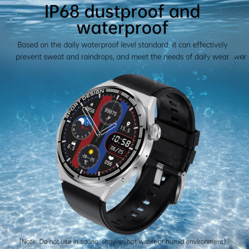 HDT 3 Max 1,6 pouces Bande de silicone IP67 Étanche Smart Watch Support Bluetooth Appel / NFC (Argent) SH201B204-016