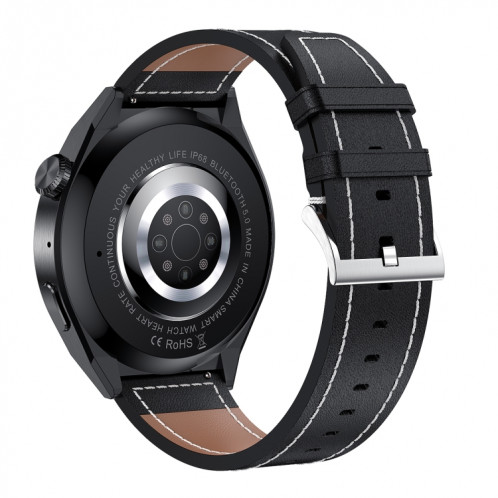 HDT 3 Max Bracelet en cuir de 1,6 pouces IP67 Montre intelligente étanche Prise en charge des appels Bluetooth / NFC (Noir) SH301A859-016