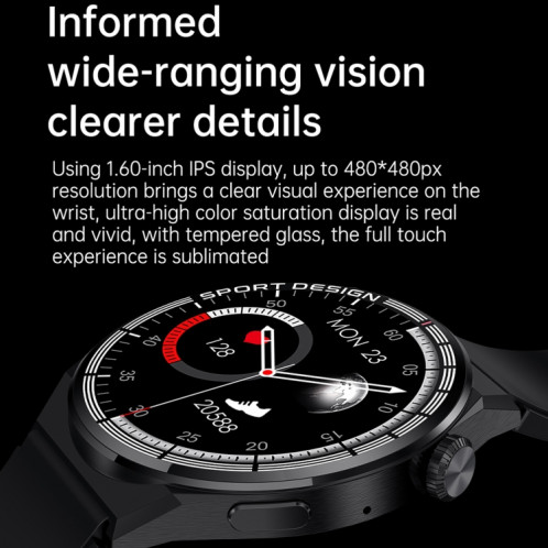 HDT 3 Max 1,6 pouces Bracelet en cuir IP67 Étanche Montre intelligente Prise en charge Appel Bluetooth / NFC (Argent) SH301B1032-016