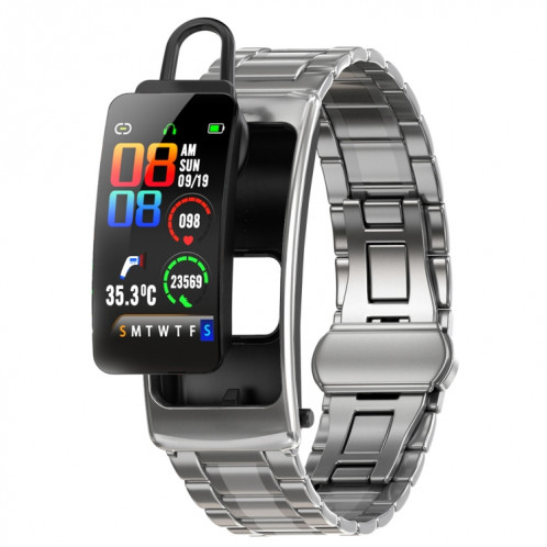 K20 1,14 pouces bande d'acier écouteur détachable vie étanche montre intelligente prise en charge appel Bluetooth (argent) SH601C1044-015