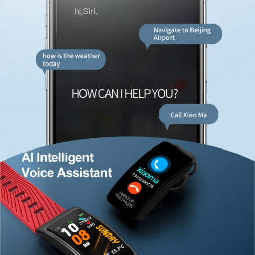 K20 1,14 pouces bande d'acier écouteur détachable vie étanche montre intelligente prise en charge appel Bluetooth (argent) SH601C1044-015