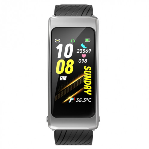K20 1,14 pouces bande de silicone écouteur détachable vie étanche montre intelligente prise en charge appel Bluetooth (noir argent) SH701C277-015