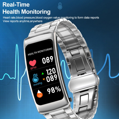 K20 1,14 pouces bande de silicone écouteur détachable vie étanche montre intelligente prise en charge appel Bluetooth (noir argent) SH701C277-015