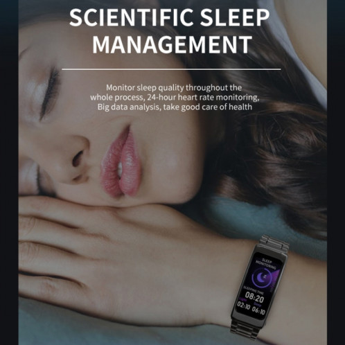 K20 1,14 pouces bande de silicone écouteur détachable vie étanche montre intelligente prise en charge appel Bluetooth (noir argent) SH701C277-015