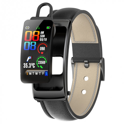 K20 1,14 pouces bande de cuir écouteur détachable vie étanche montre intelligente prise en charge appel Bluetooth (noir) SH801A819-015