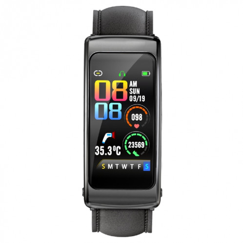 K20 1,14 pouces bande de cuir écouteur détachable vie étanche montre intelligente prise en charge appel Bluetooth (noir) SH801A819-015